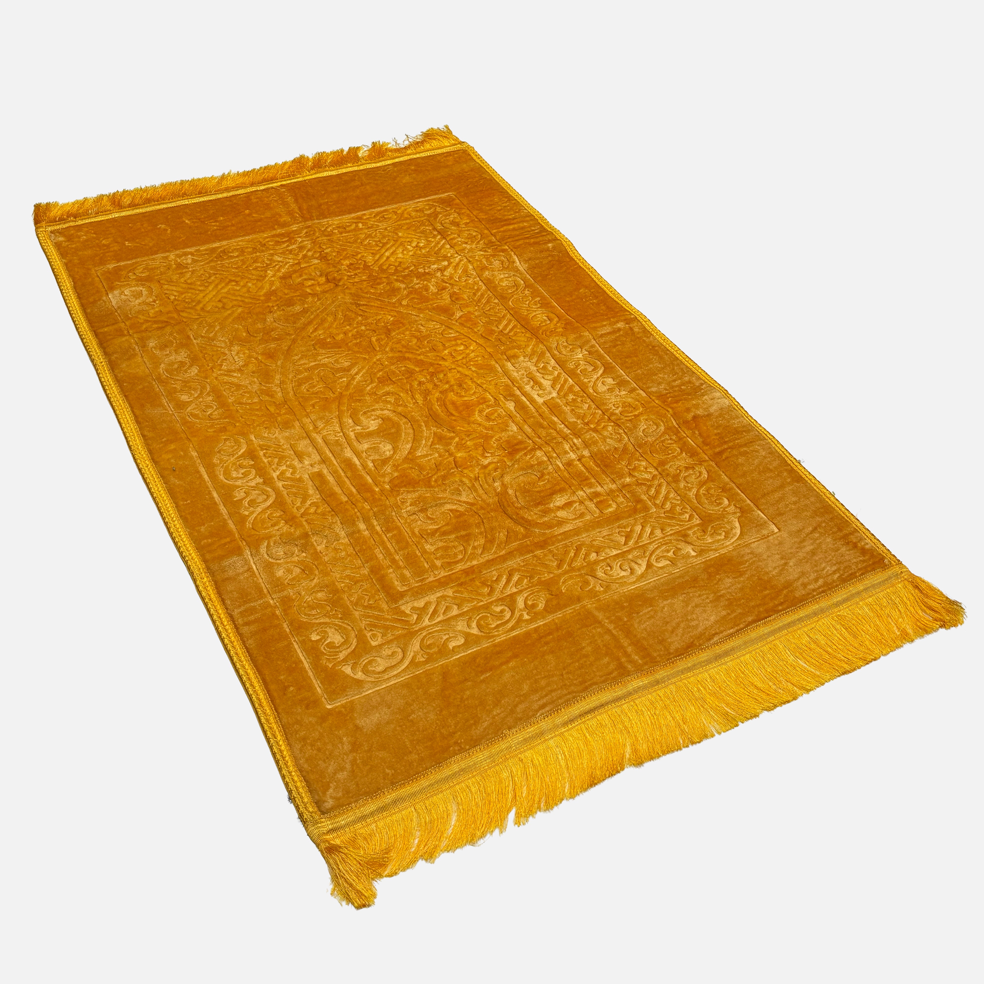 Velvet Brushed Plain Prayer Mat Yellow