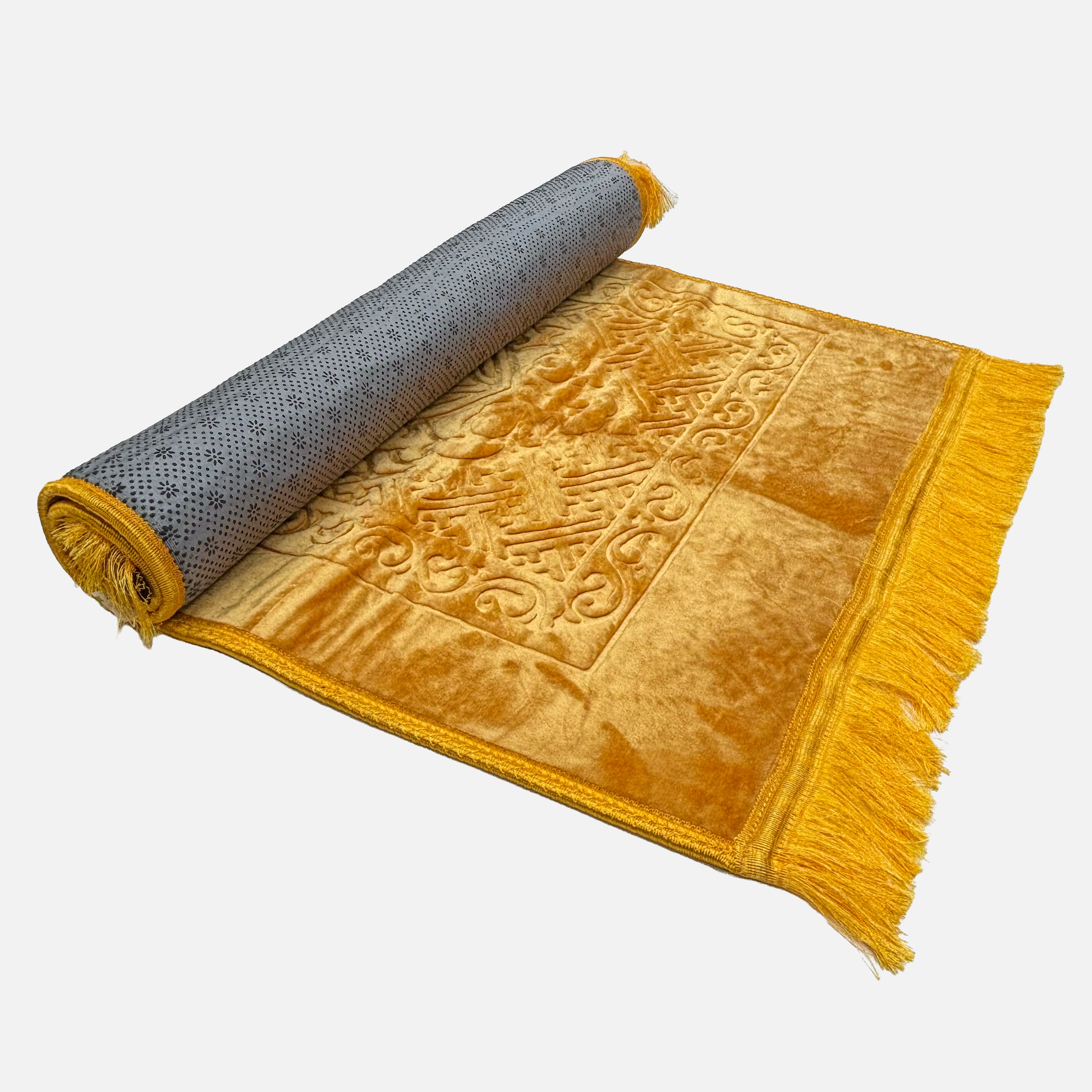 Velvet Brushed Plain Prayer Mat Yellow