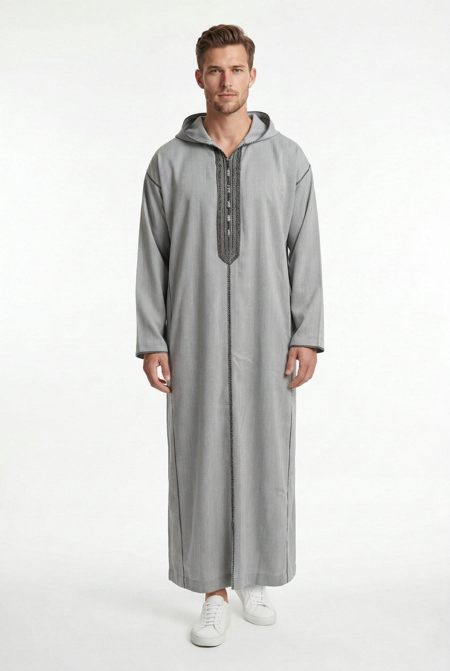 Luxe Moroccan Thobe Light Grey
