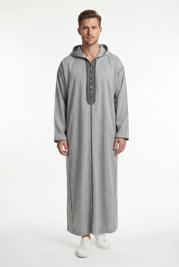 Luxe Moroccan Thobe Light Grey