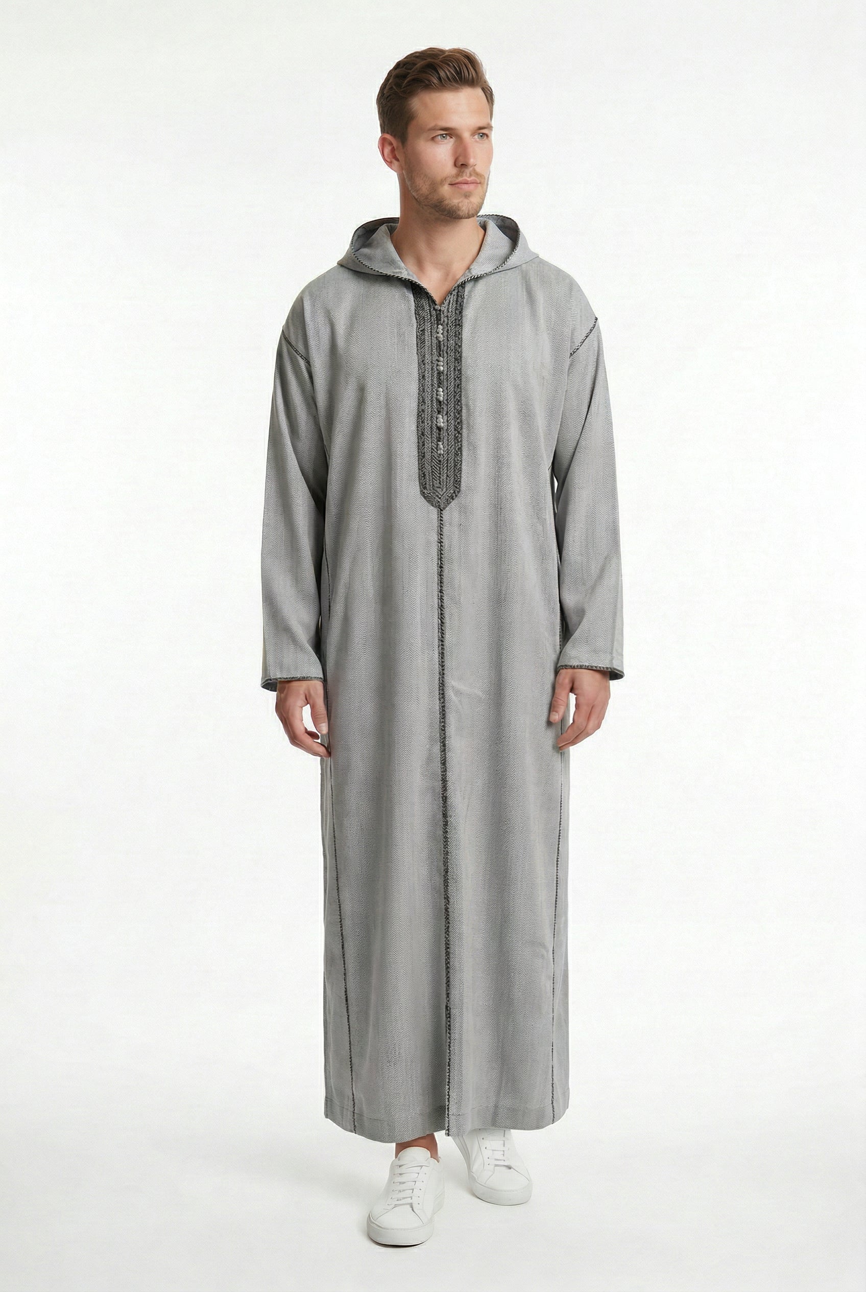 Luxe Moroccan Thobe Light Grey