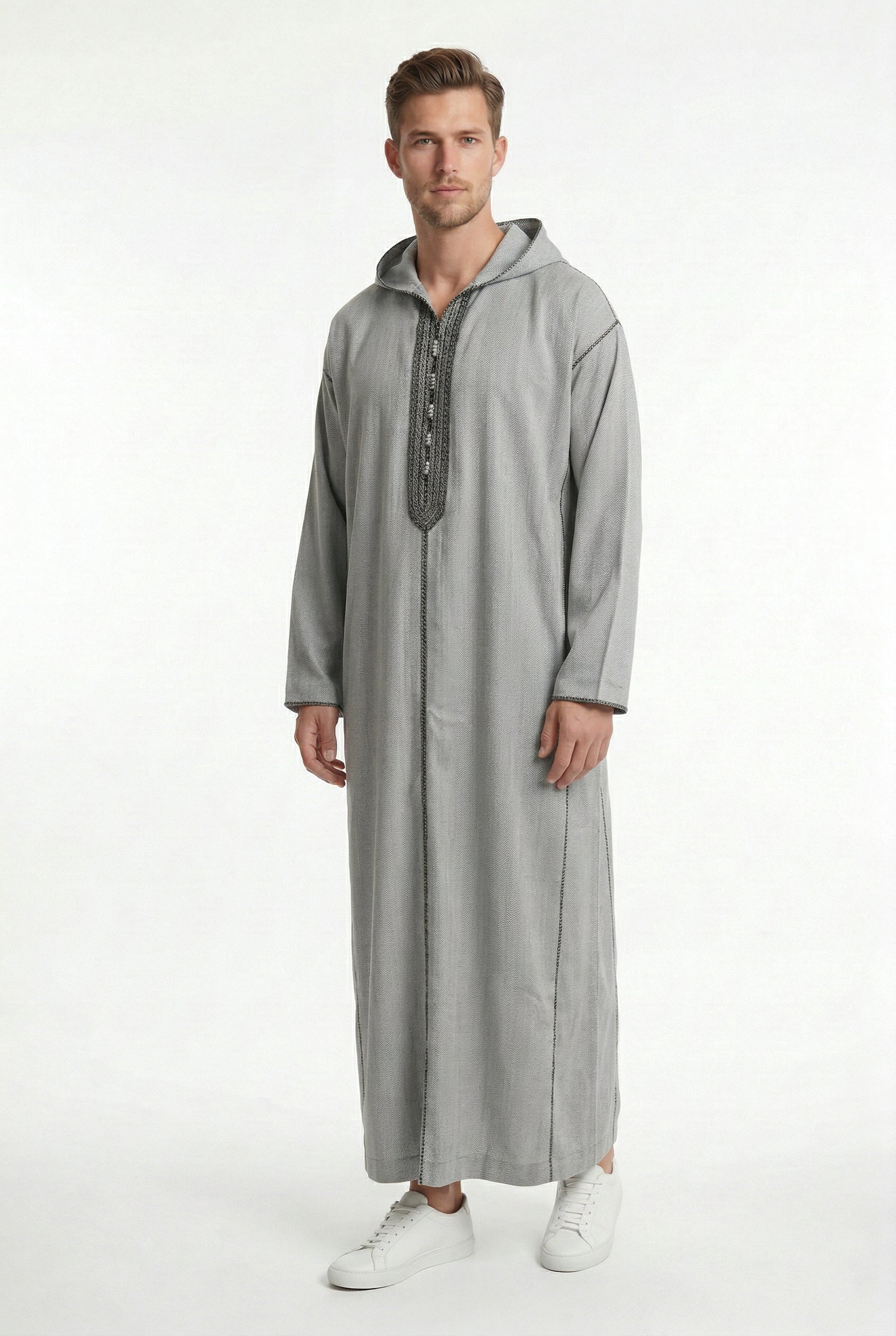 Luxe Moroccan Thobe Light Grey