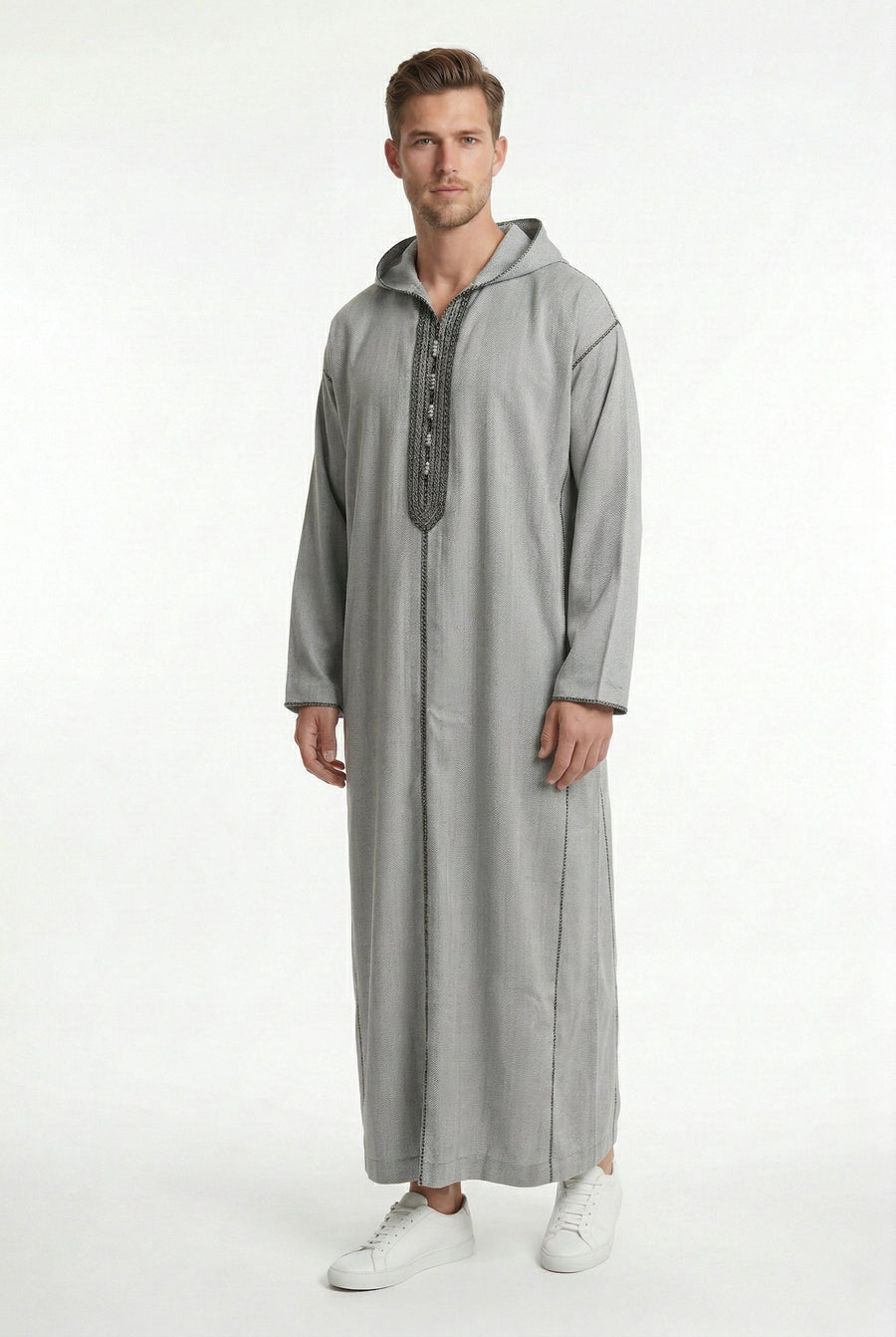 Luxe Moroccan Thobe Light Grey