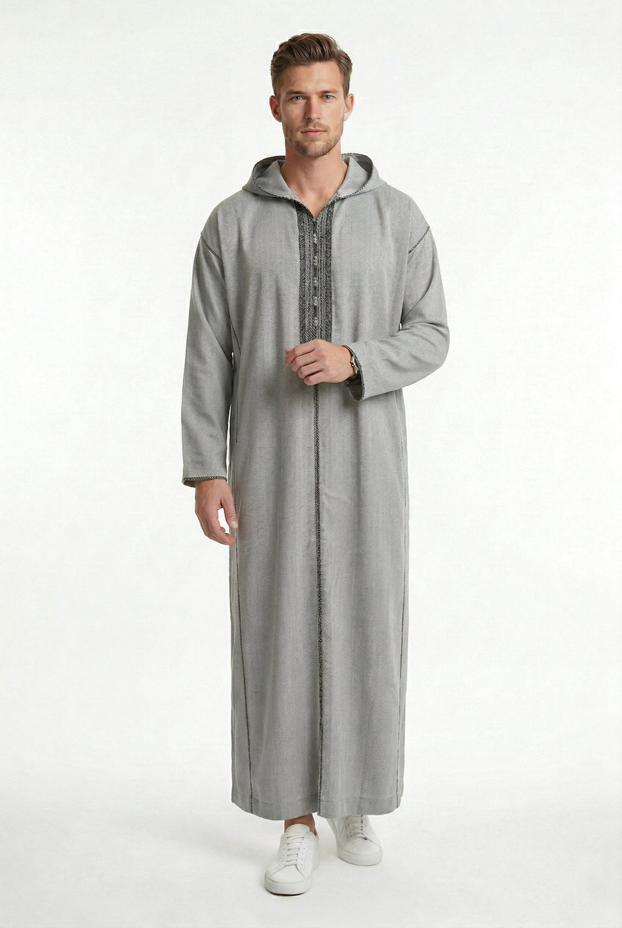 Luxe Moroccan Thobe Light Grey
