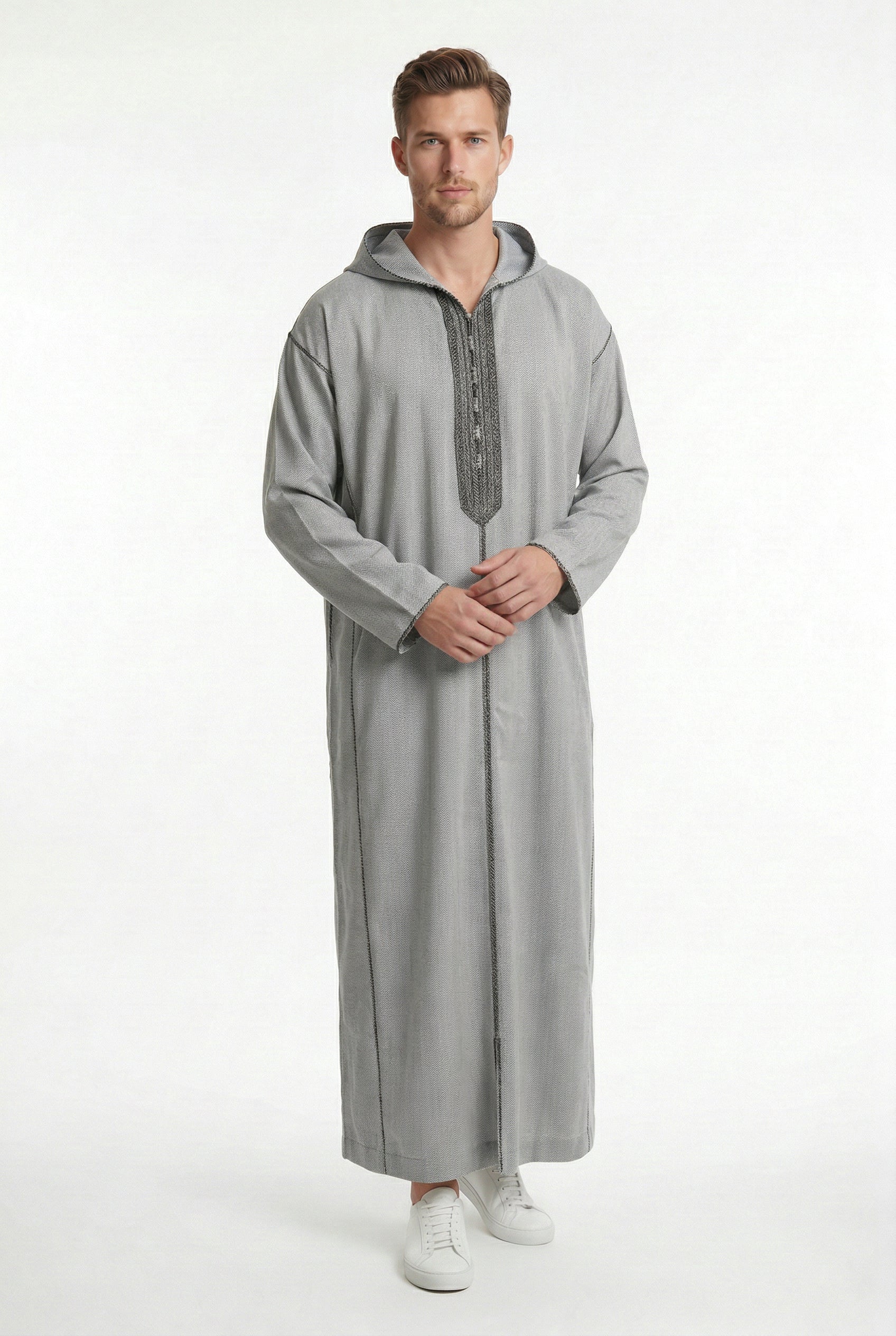 Luxe Moroccan Thobe Light Grey