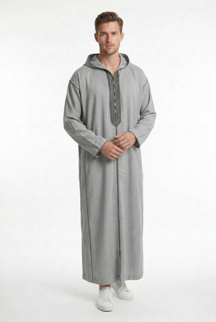 Luxe Moroccan Thobe Light Grey