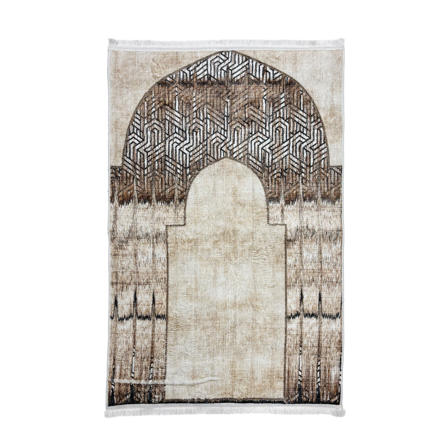 Thick Cotton Beige & Brown Prayer Mat