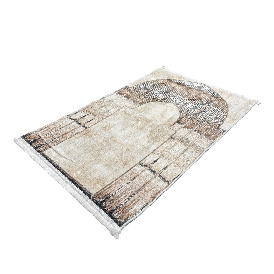 Thick Cotton Beige & Brown Prayer Mat