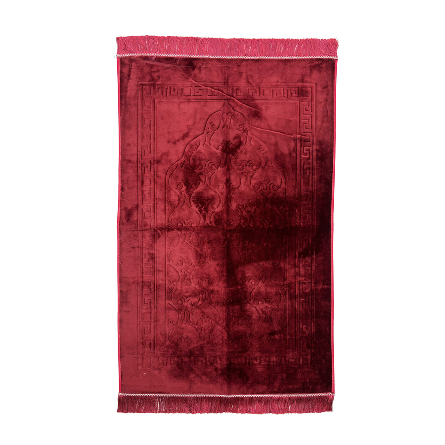 Premium Plain Velvet Brushed Prayer Mat Red