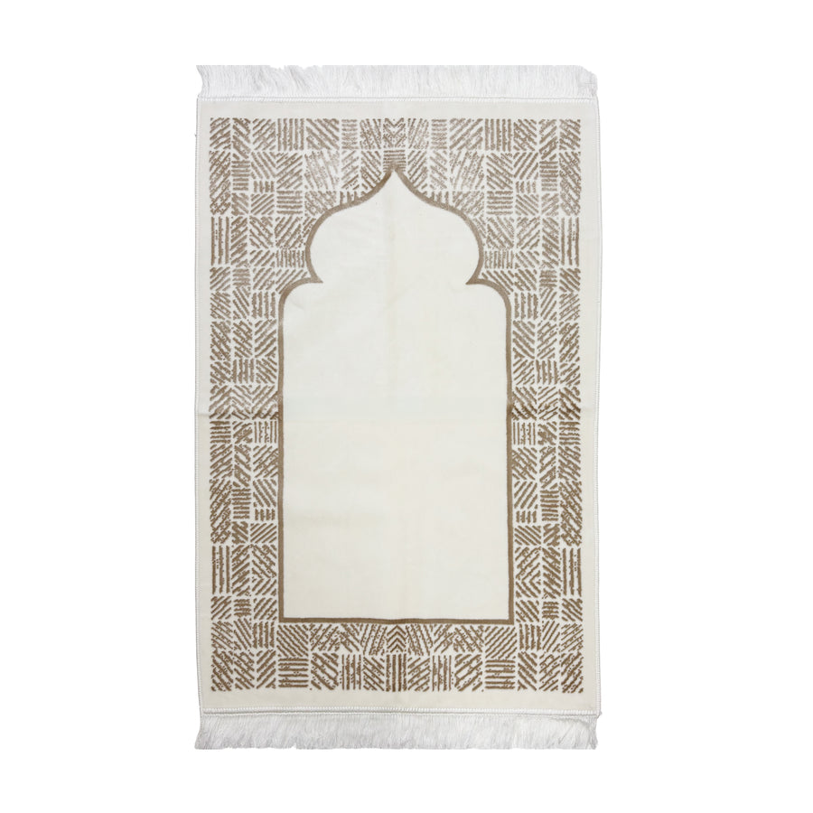 Adel Seccade White & Brown Prayer Mat
