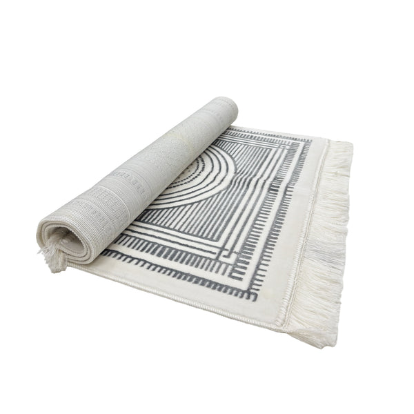 Adel Seccade Grey & White Prayer Mat
