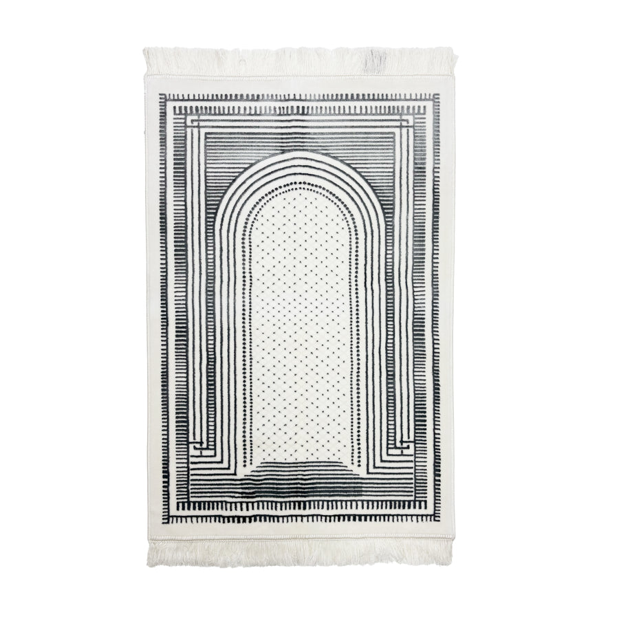 Adel Seccade Grey & White Prayer Mat