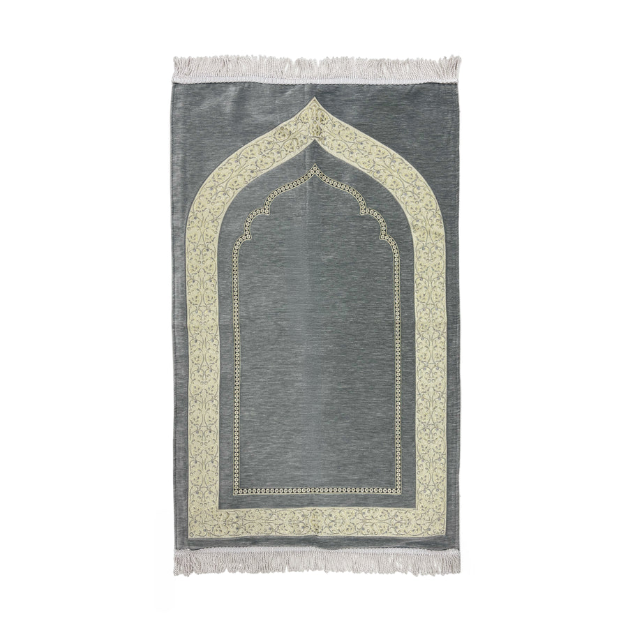 Luxury Chenille Asel Prayer Mat Grey 11104-9