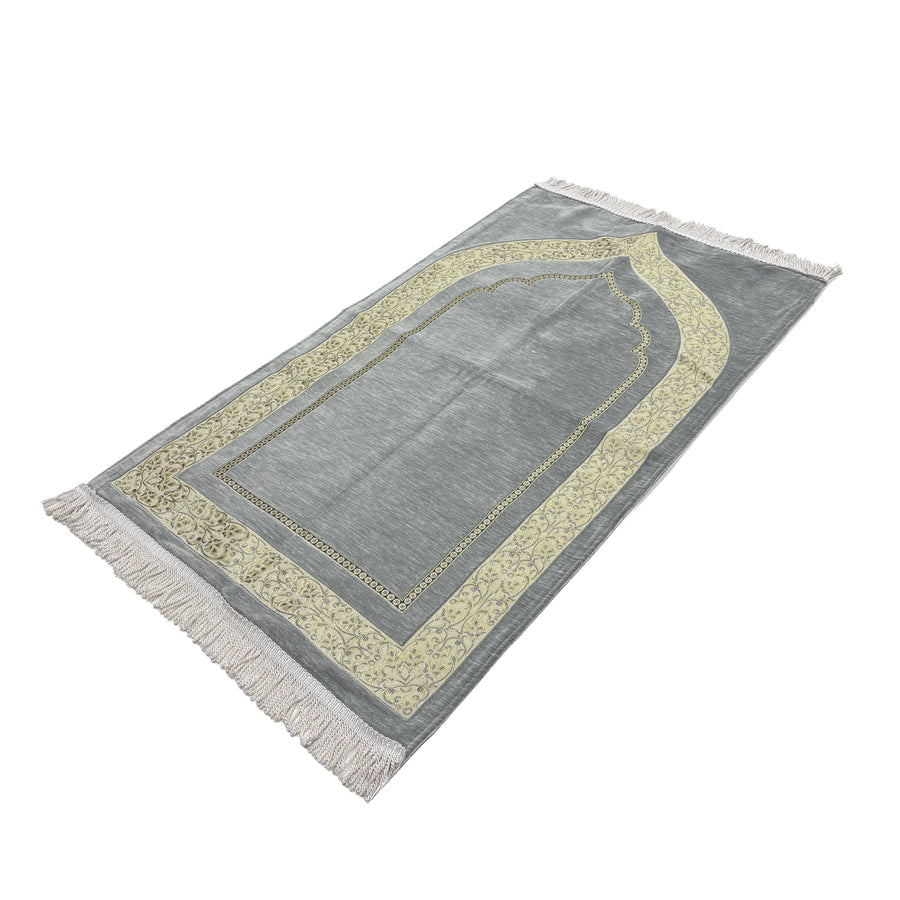 Luxury Chenille Asel Prayer Mat Grey 11104-9