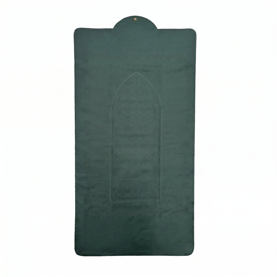 Button Fastening Roll-Up Prayer Mat Green