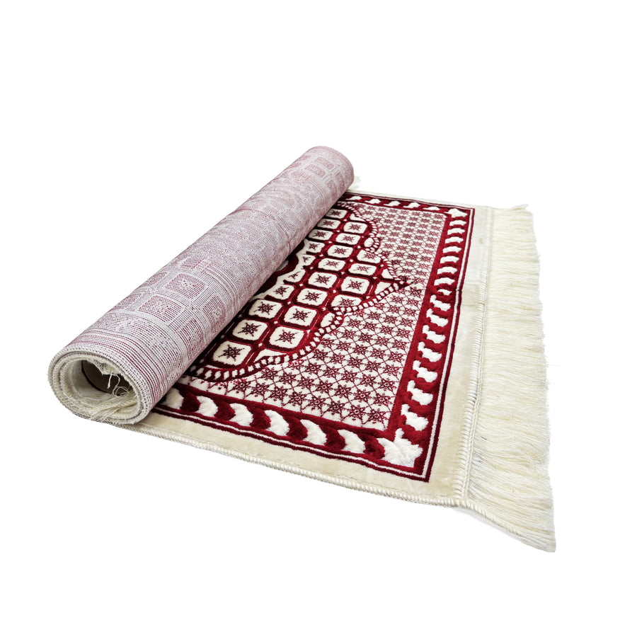 Sinna Seccade White & Red Prayer Mat