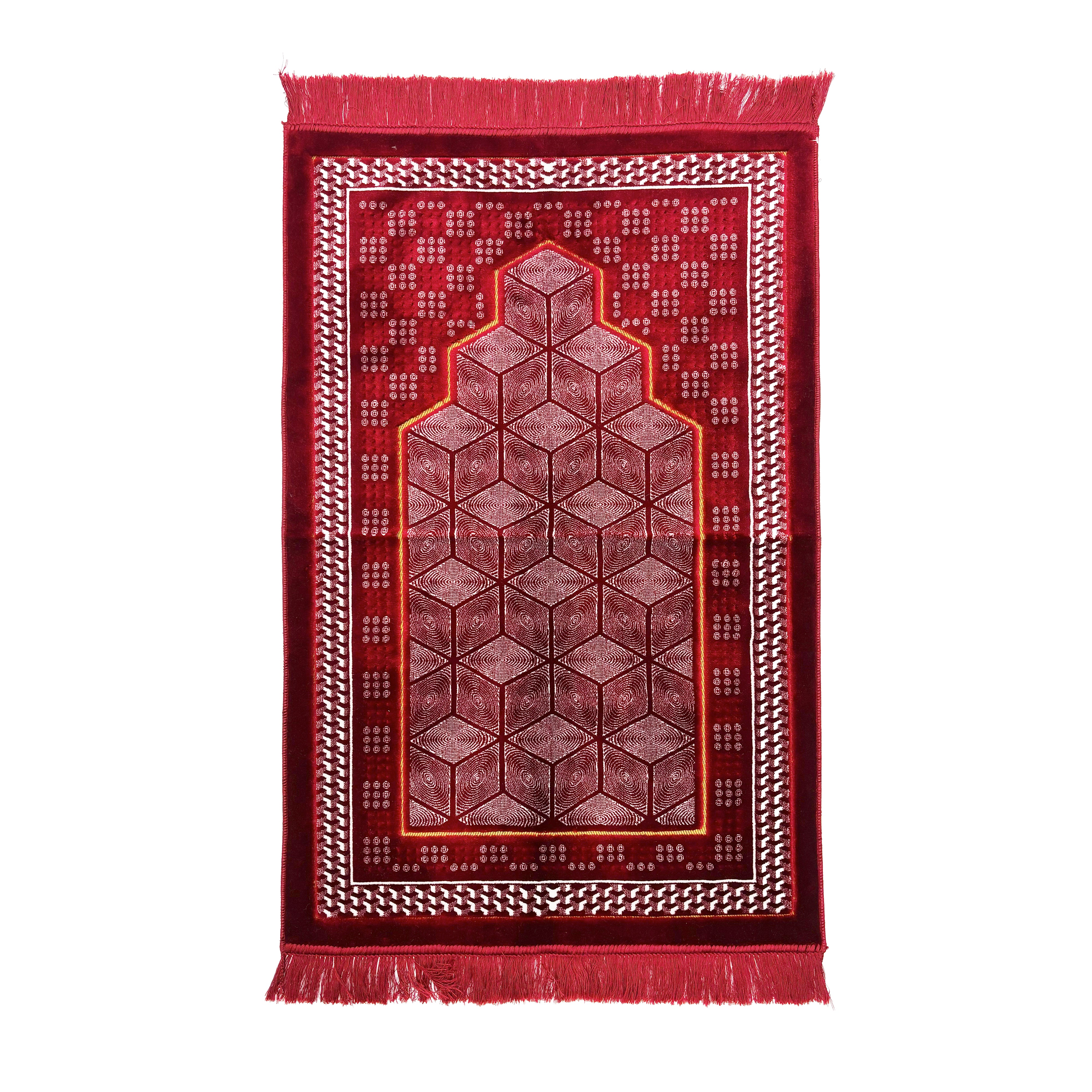 Red Traditional Print Prayer Mat