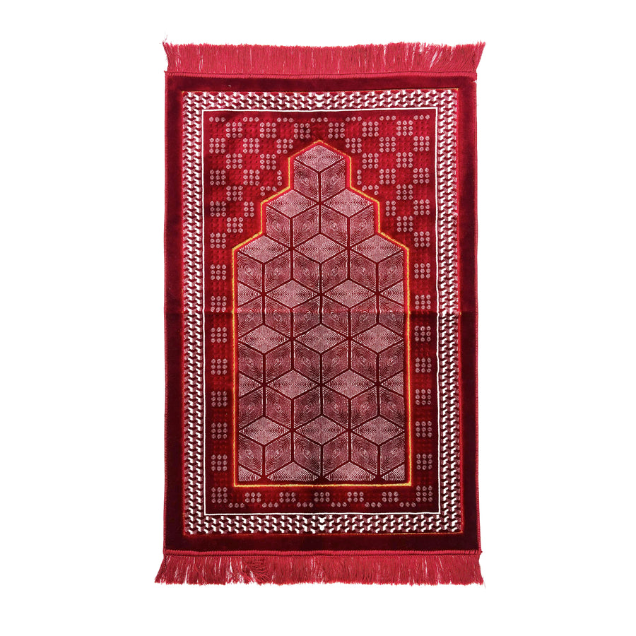 Red Traditional Print Prayer Mat