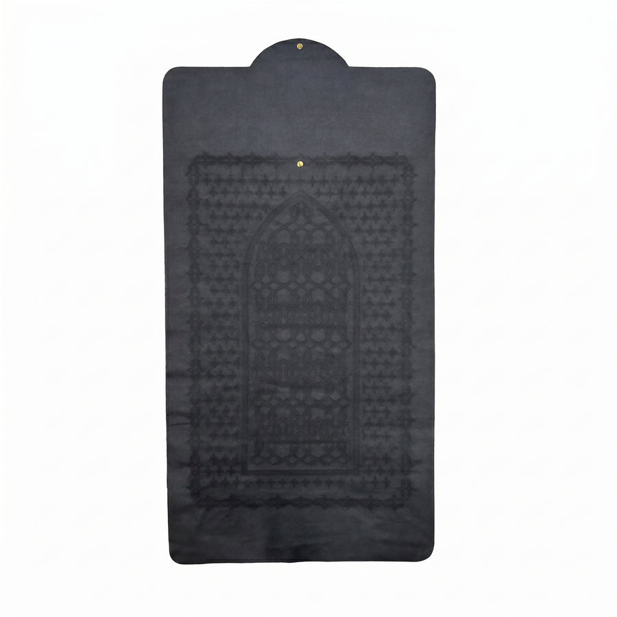 Button Fastening Roll-Up Prayer Mat Black