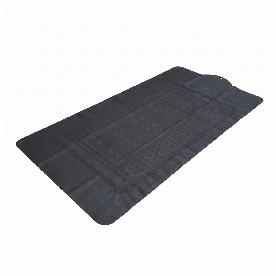 Button Fastening Roll-Up Prayer Mat Black