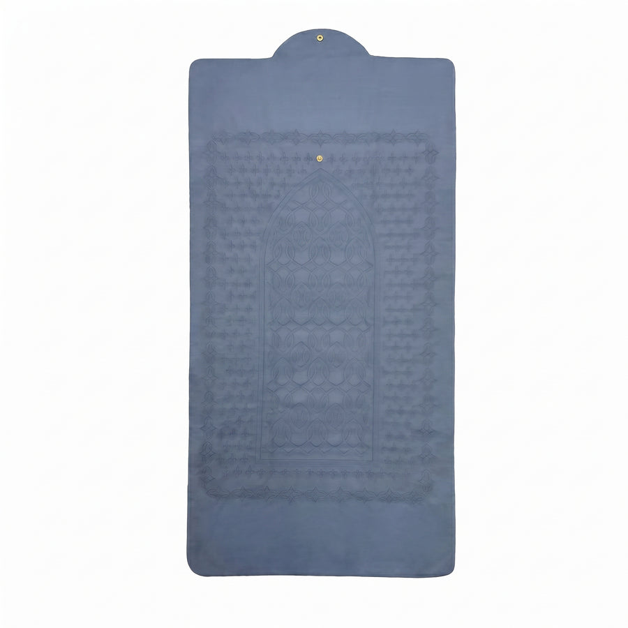 Button Fastening Roll-Up Prayer Mat Bluish Grey