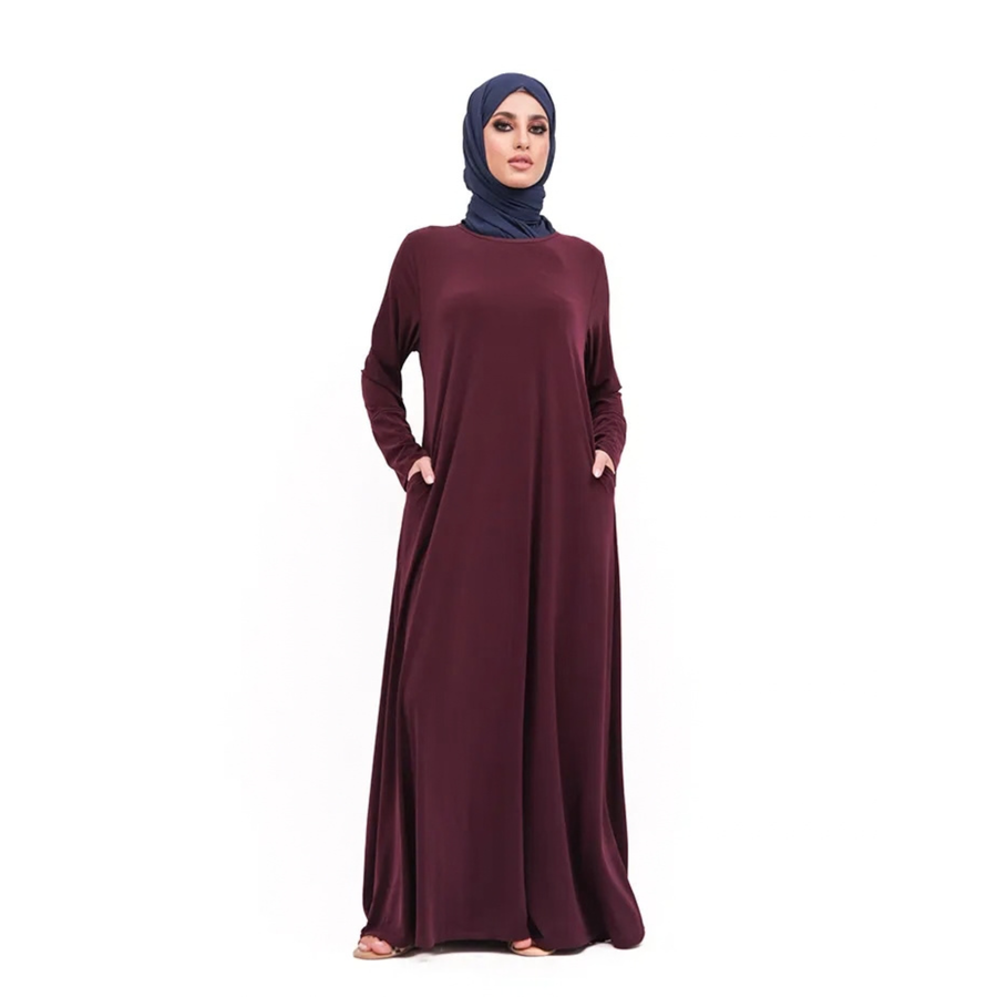 Plum Jersey Abaya