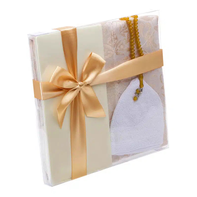 Gold Prayer Hat & Prayer Mat Gift Set | Amsons