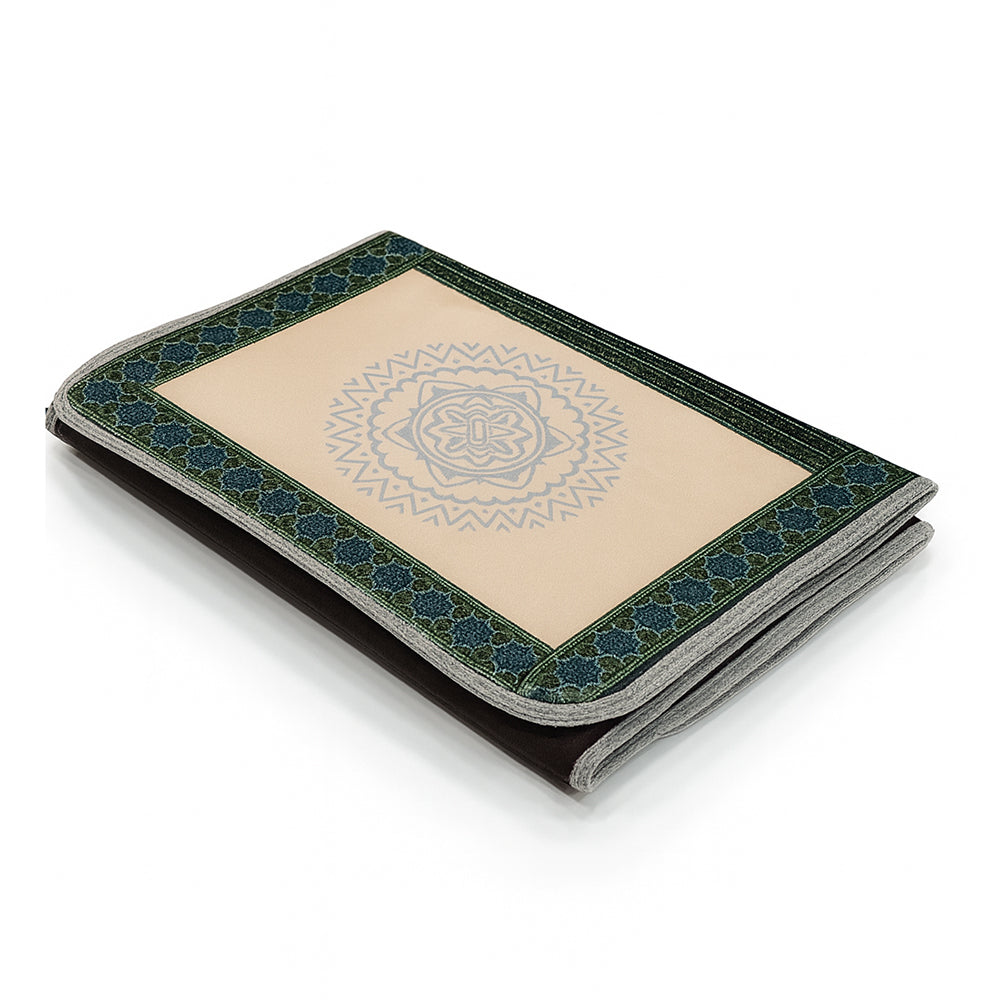 High Quality Foldable Prayer Mat Cream & Green