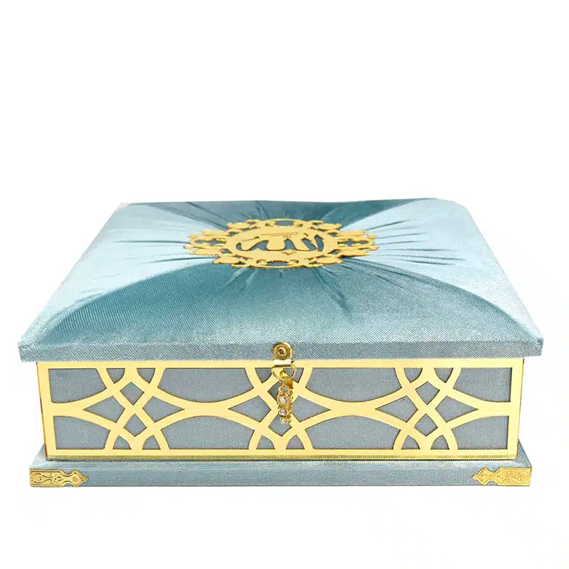 Turquoise Quran & Prayer Mat Case Gift Box 1293