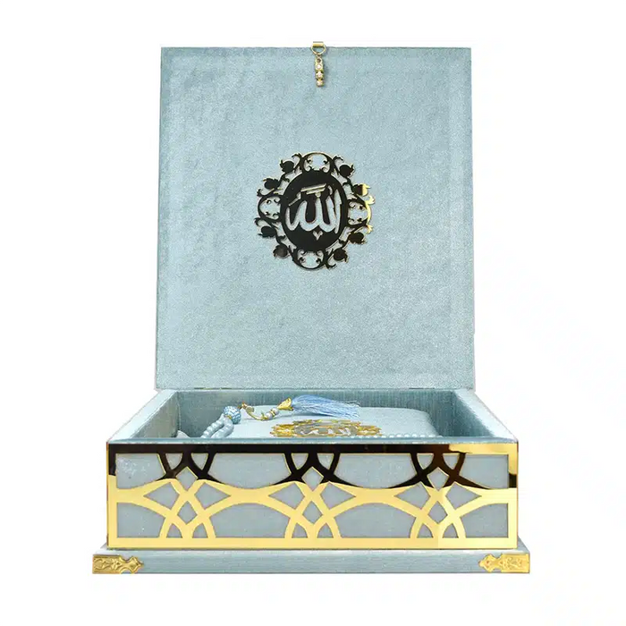 Turquoise Quran & Prayer Mat Case Gift Box 1293