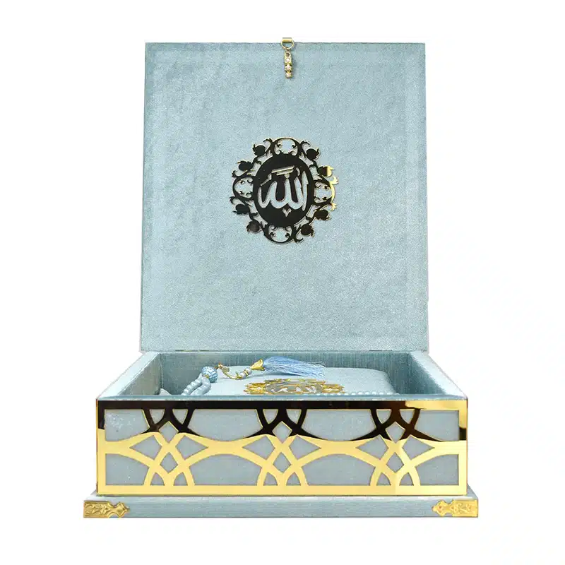 Turquoise Quran & Prayer Mat Case Gift Box
