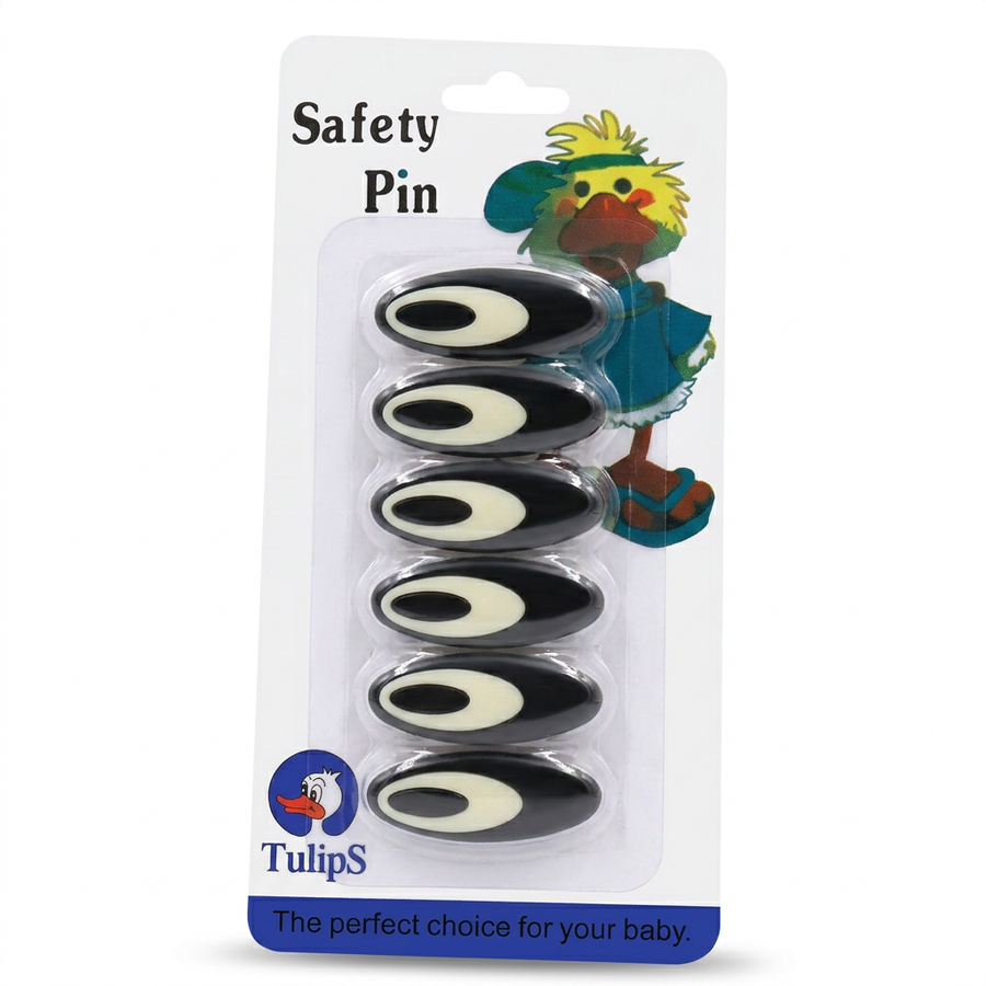 Safety Pins - Black & Grey - 6 Pack