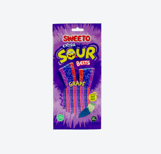 Sweeto Extra Sour Belts Grape 75g
