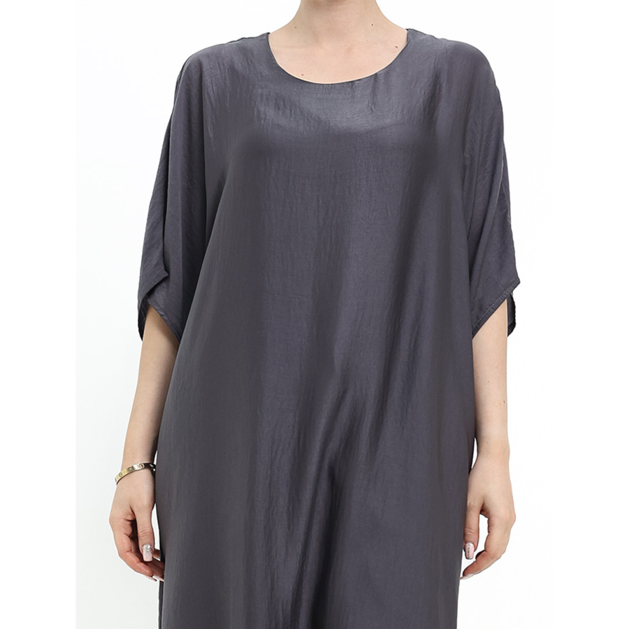 Short Sleeve Slip Dress Charcoal Grey 308 Col 08