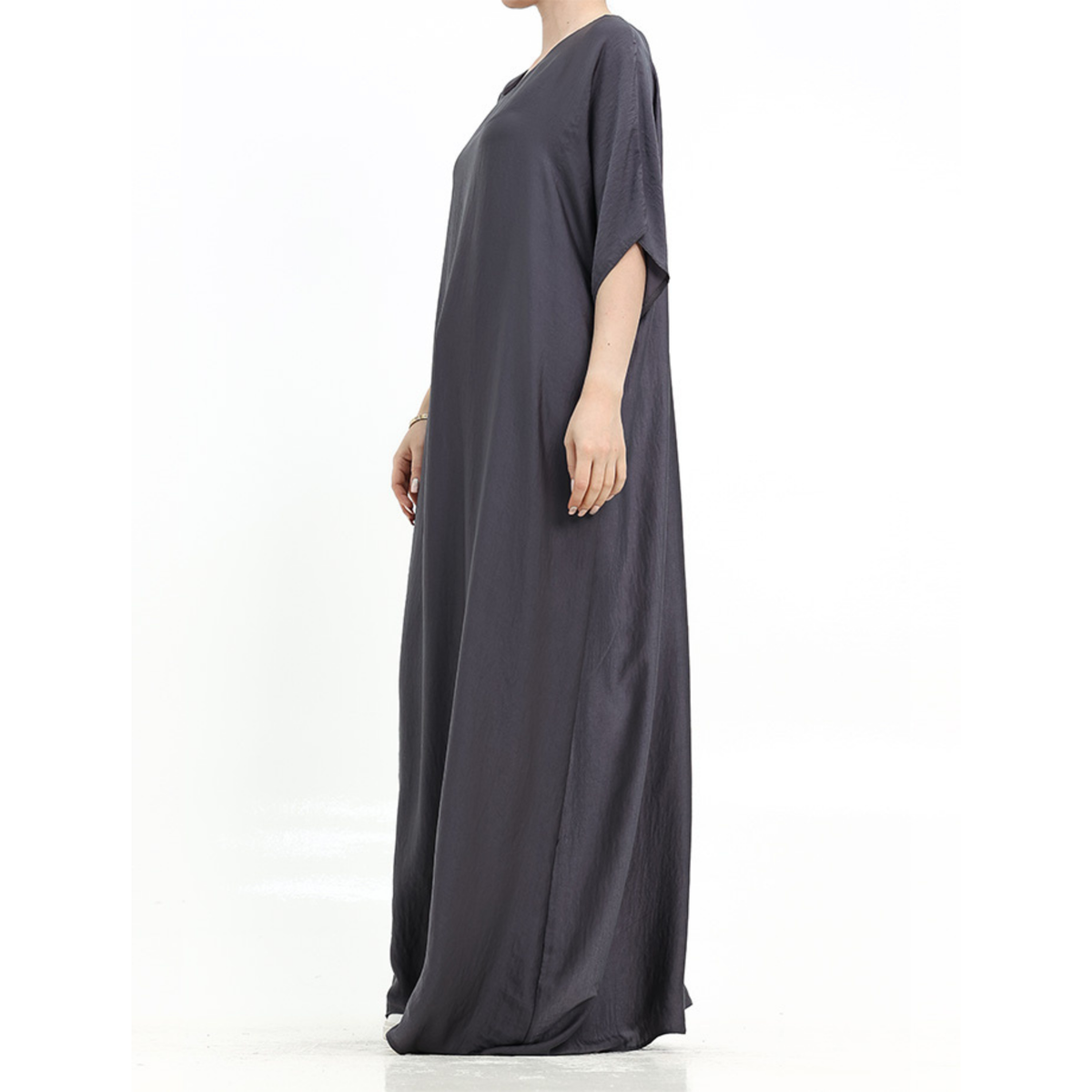 Short Sleeve Slip Dress Charcoal Grey 308 Col 08