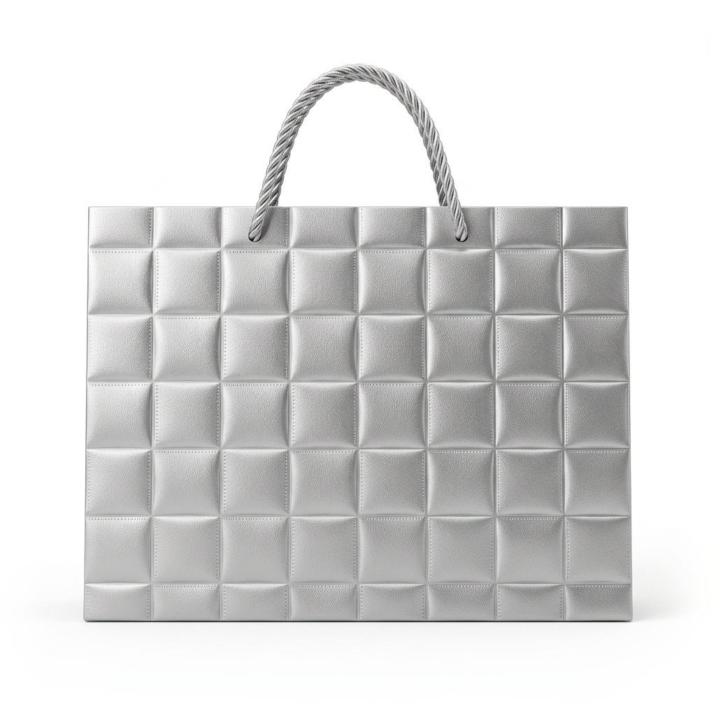 Silver Square Pattern Gift Bag