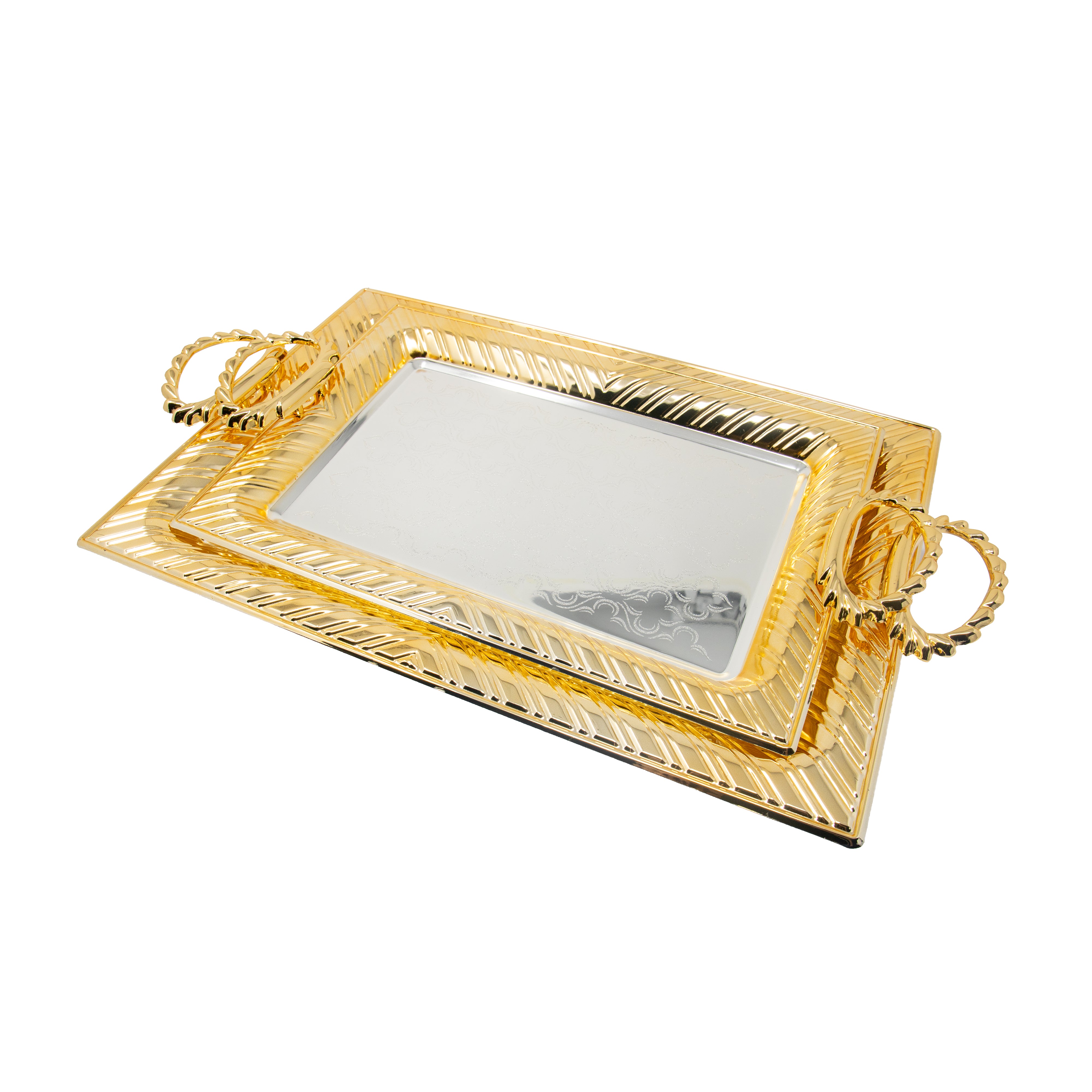 Gold & Silver Textured Serving Tray T1464