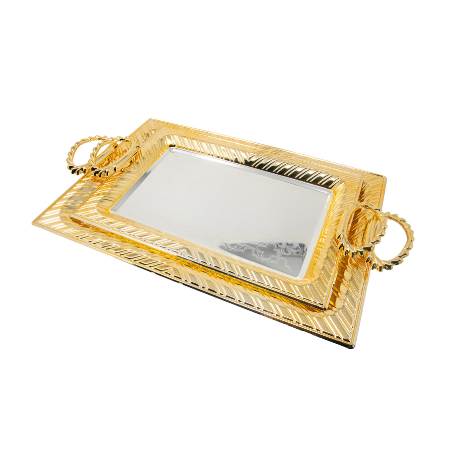 Gold & Silver Textured Serving Tray T1464