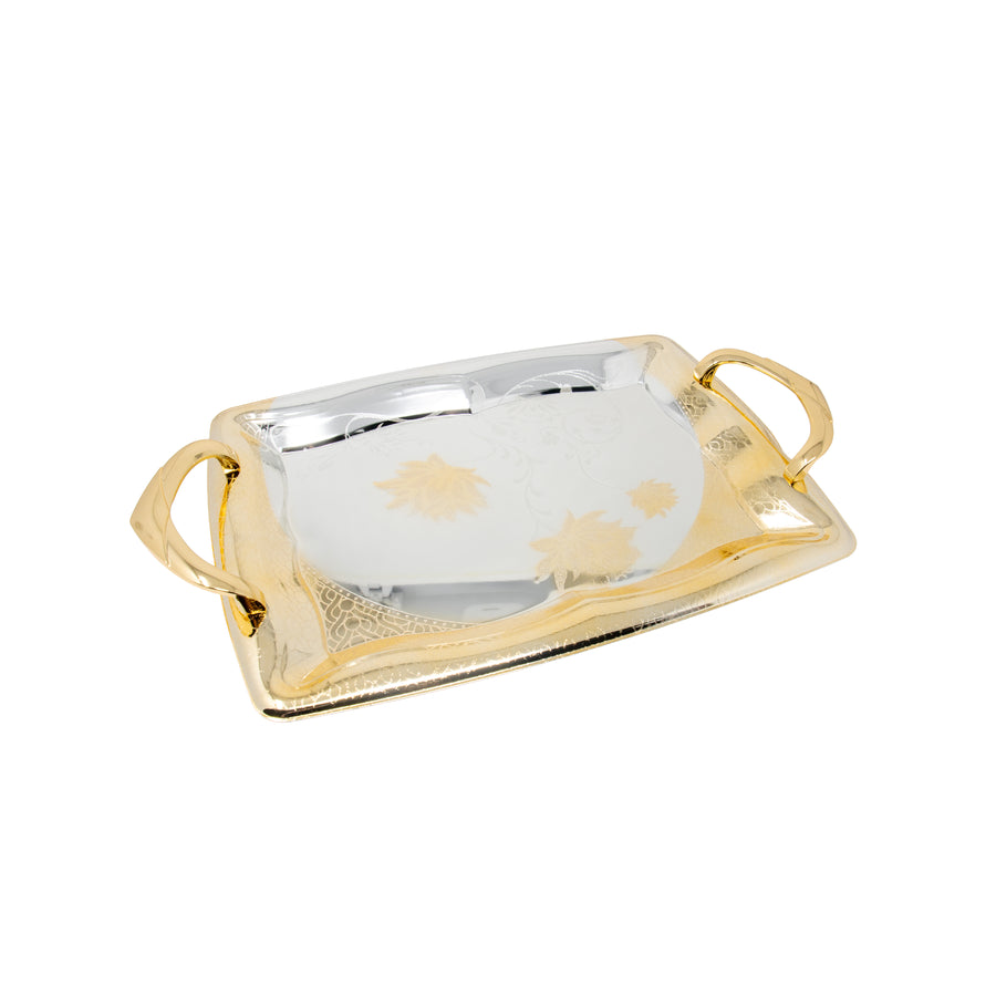 Gold & Silver Floral Serving Tray Set - 2 Piece T515