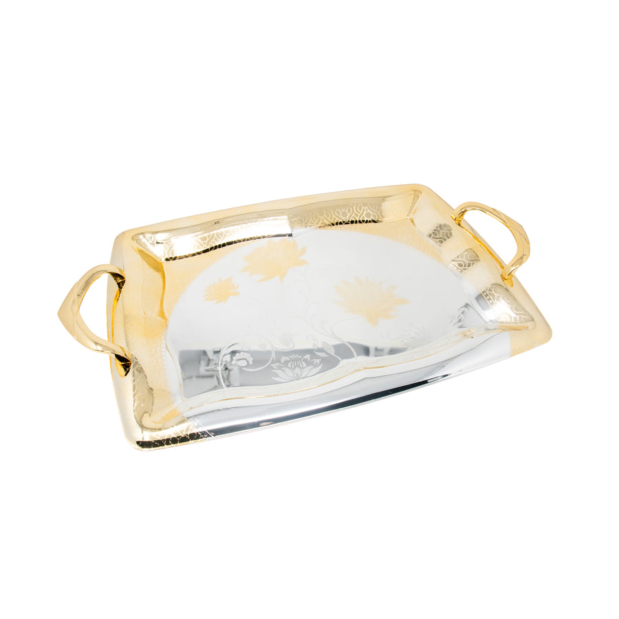 Gold & Silver Floral Serving Tray Set - 2 Piece T515