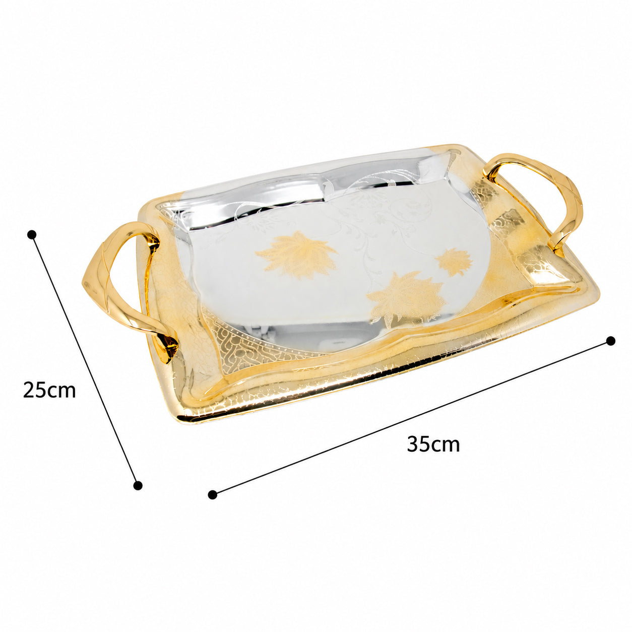 Gold & Silver Floral Serving Tray Set - 2 Piece T515