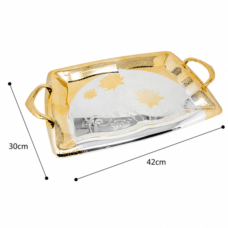 Gold & Silver Floral Serving Tray Set - 2 Piece T515