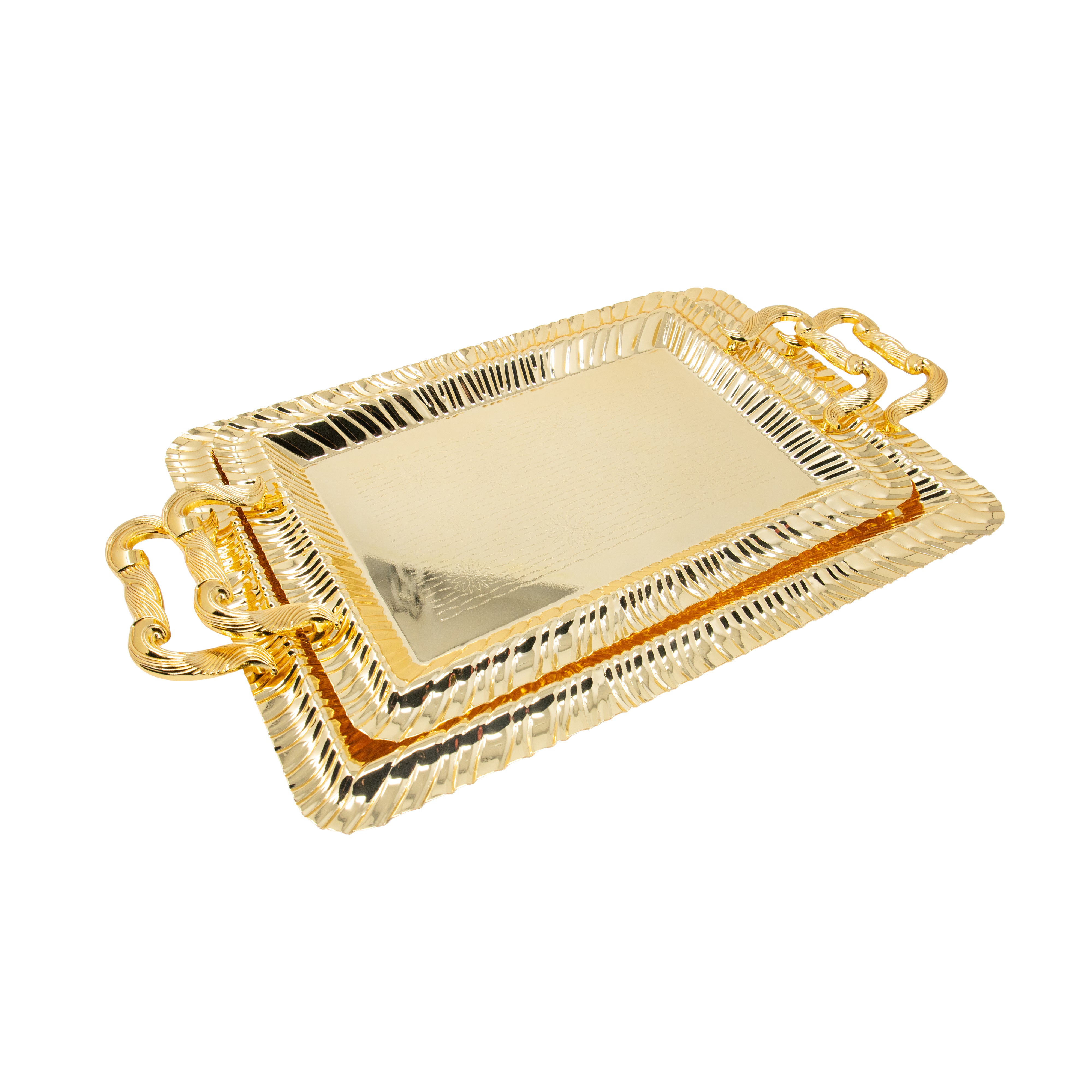 Gold Patterned Serving Tray Set - 2 Piece T631