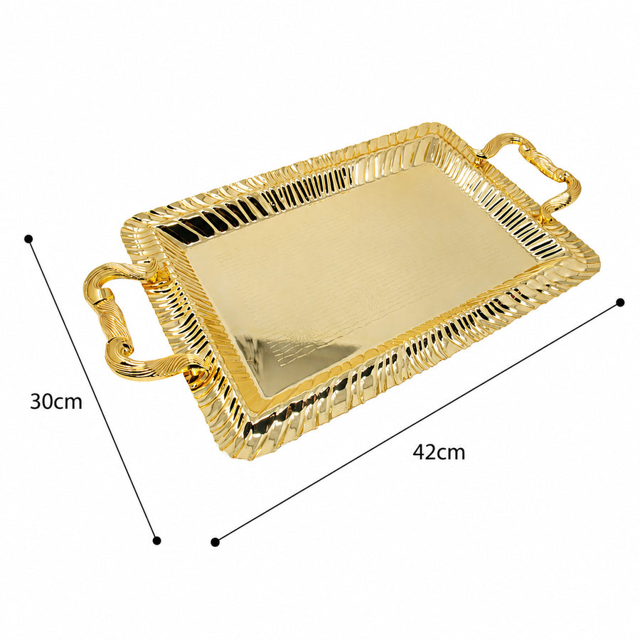 Gold Patterned Serving Tray Set - 2 Piece T631