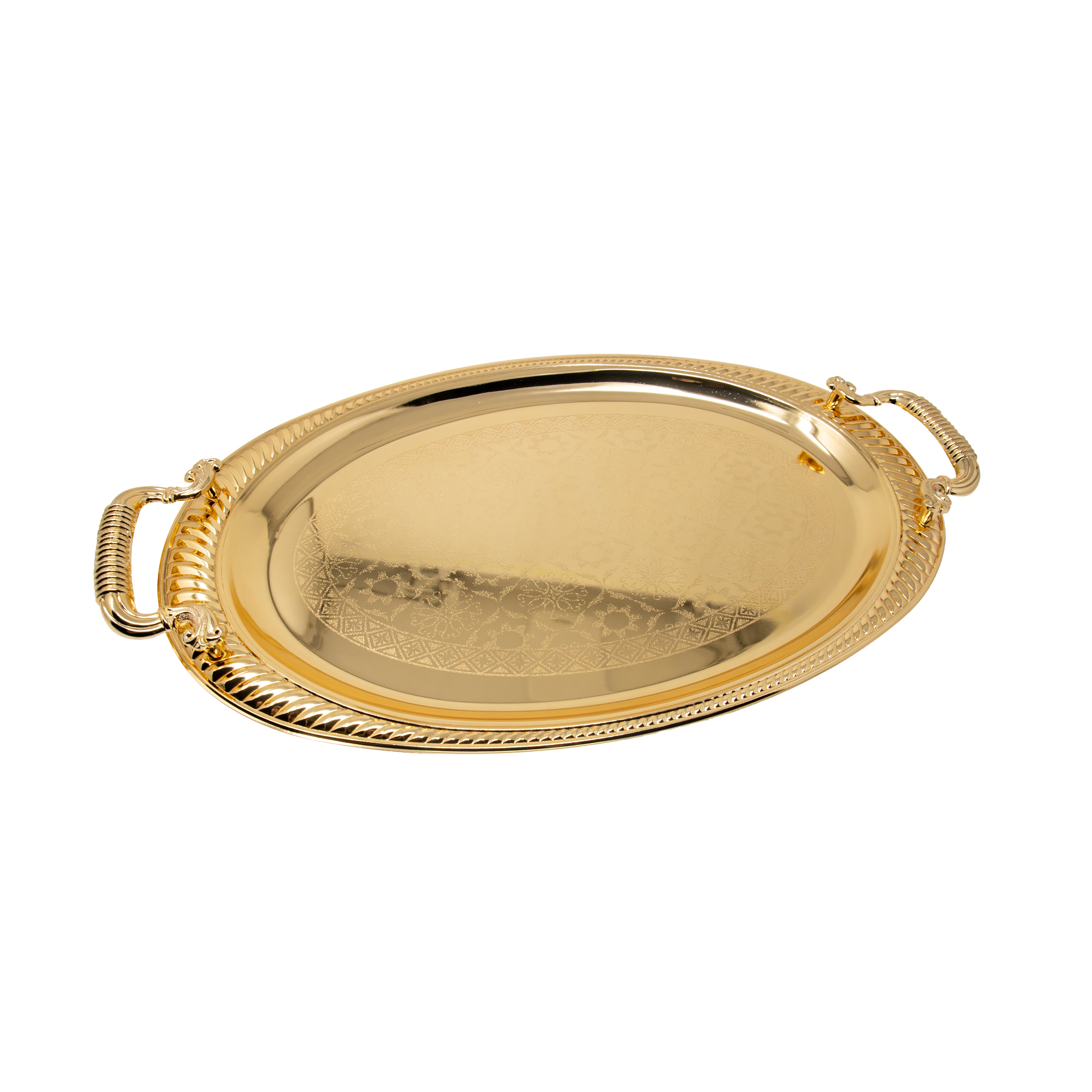 Gold Oval Engraved Serving Tray T707