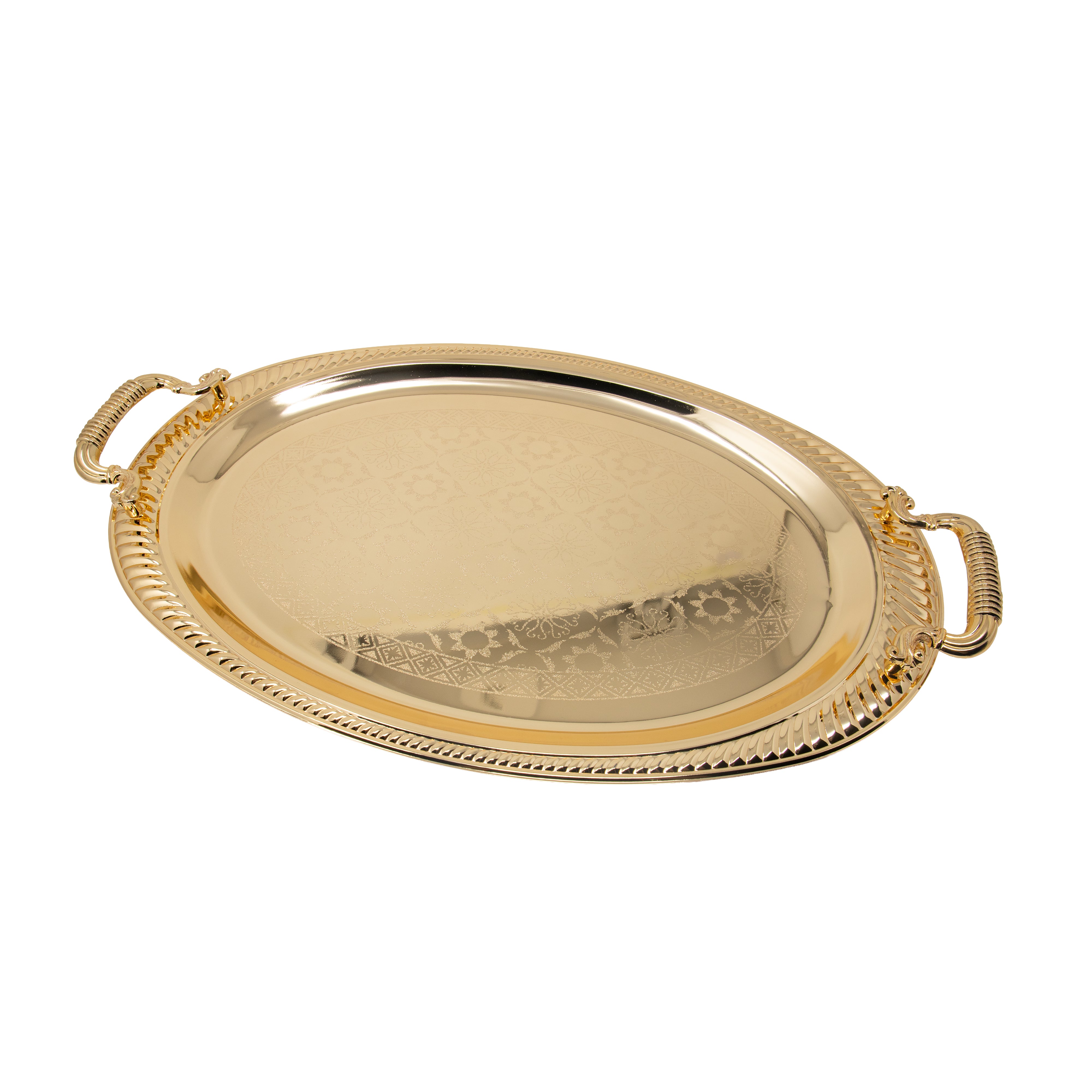 Gold Oval Engraved Serving Tray T707