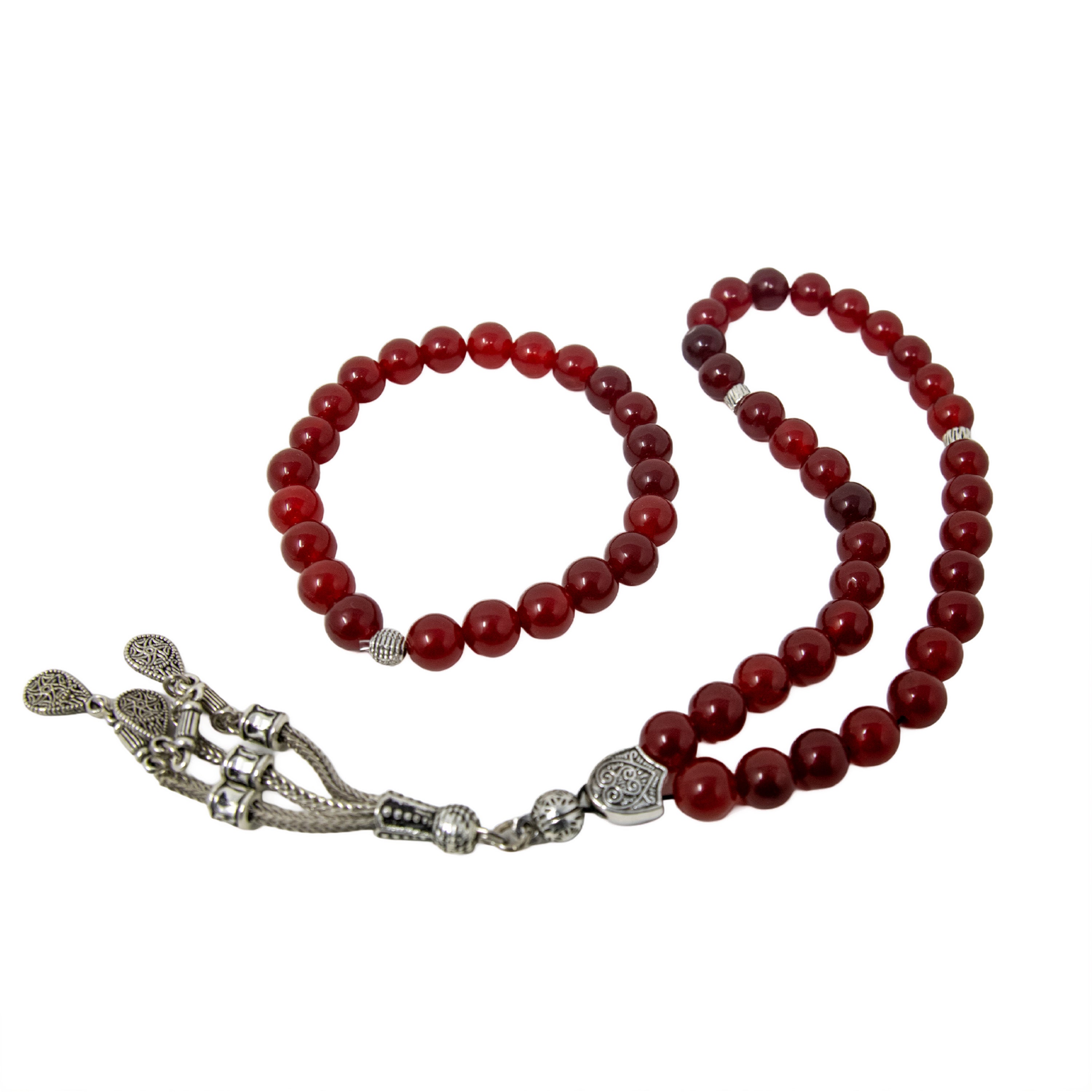 Unisex Bracelet And Tasbih Gift Set Red 5628