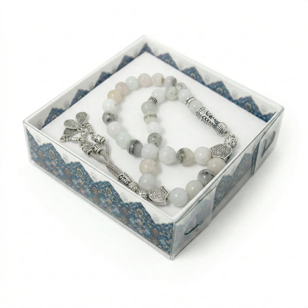 Unisex Bracelet And Tasbih Gift Set White 5628