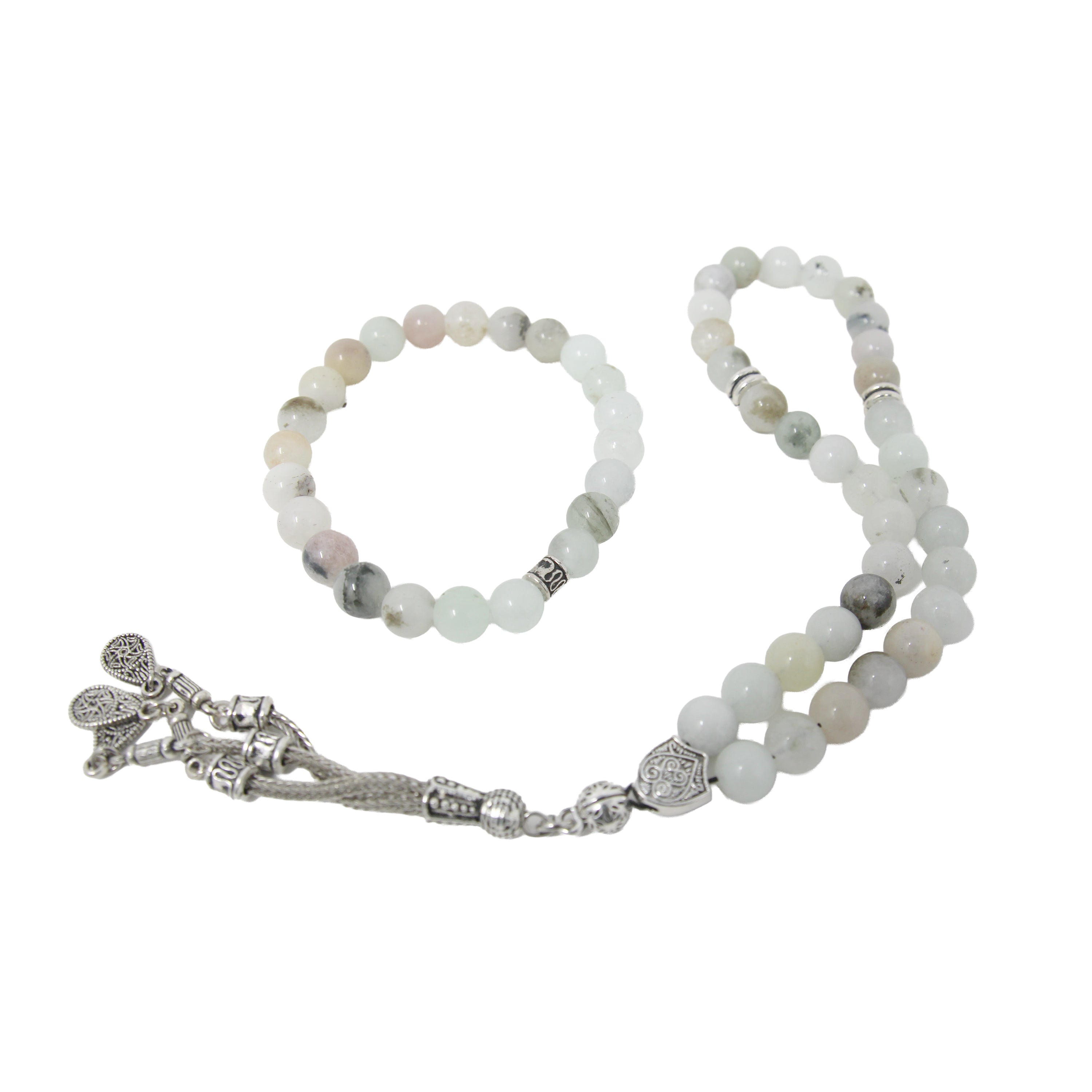 Unisex Bracelet And Tasbih Gift Set White 5628