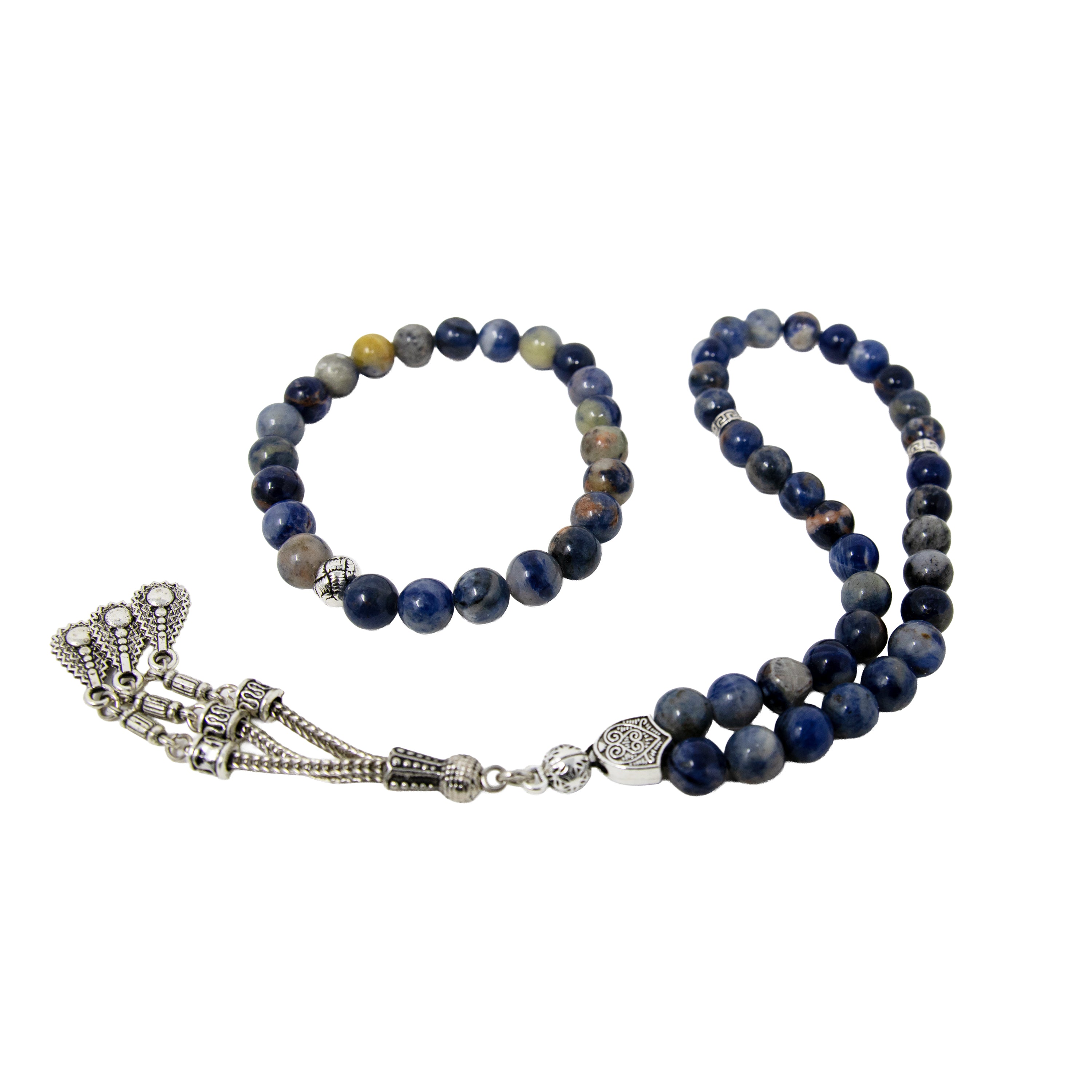 Unisex Bracelet And Tasbih Gift Set Blue 5628